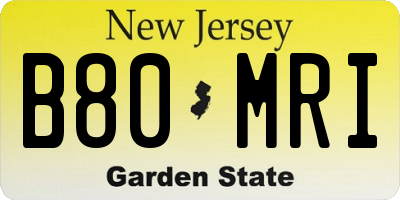 NJ license plate B80MRI