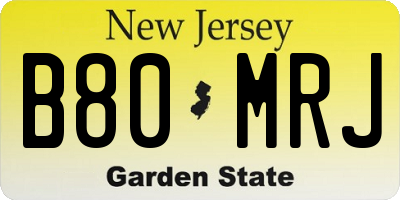 NJ license plate B80MRJ