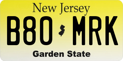NJ license plate B80MRK