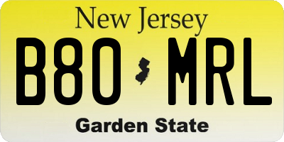 NJ license plate B80MRL