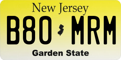 NJ license plate B80MRM