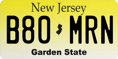 NJ license plate B80MRN