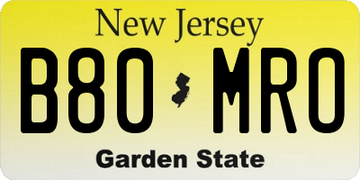 NJ license plate B80MRO