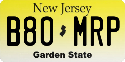 NJ license plate B80MRP