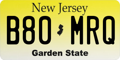 NJ license plate B80MRQ