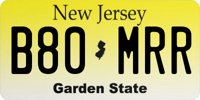 NJ license plate B80MRR