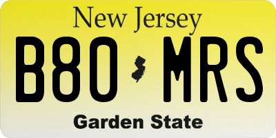 NJ license plate B80MRS