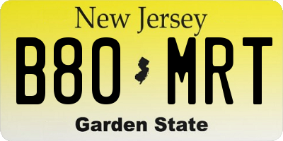NJ license plate B80MRT