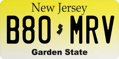 NJ license plate B80MRV