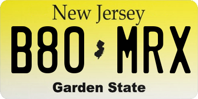 NJ license plate B80MRX