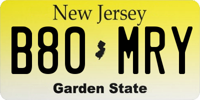 NJ license plate B80MRY