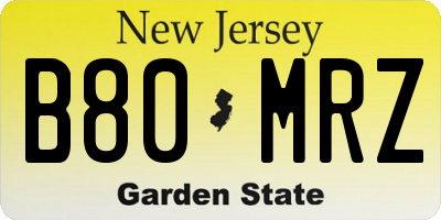 NJ license plate B80MRZ