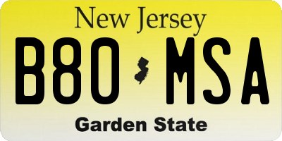 NJ license plate B80MSA