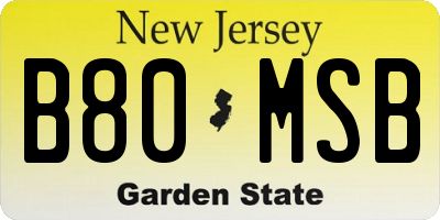 NJ license plate B80MSB