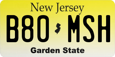 NJ license plate B80MSH