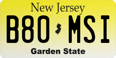 NJ license plate B80MSI