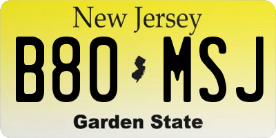 NJ license plate B80MSJ