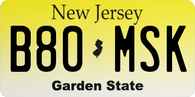 NJ license plate B80MSK