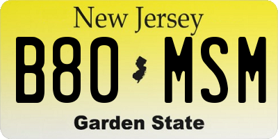 NJ license plate B80MSM