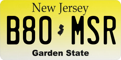 NJ license plate B80MSR