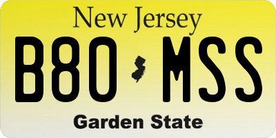 NJ license plate B80MSS