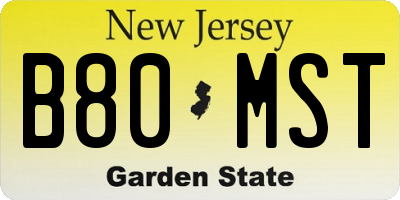 NJ license plate B80MST
