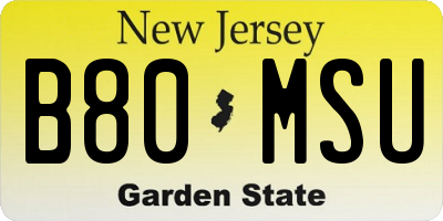 NJ license plate B80MSU