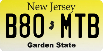 NJ license plate B80MTB