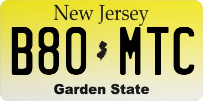 NJ license plate B80MTC