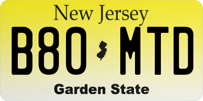 NJ license plate B80MTD
