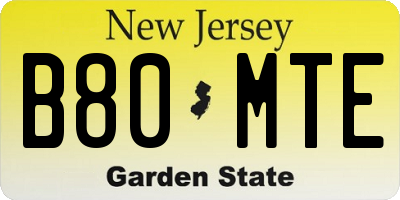 NJ license plate B80MTE