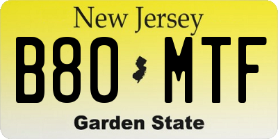 NJ license plate B80MTF