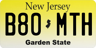 NJ license plate B80MTH