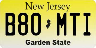 NJ license plate B80MTI