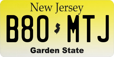 NJ license plate B80MTJ
