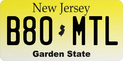 NJ license plate B80MTL