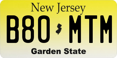 NJ license plate B80MTM