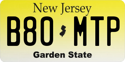 NJ license plate B80MTP