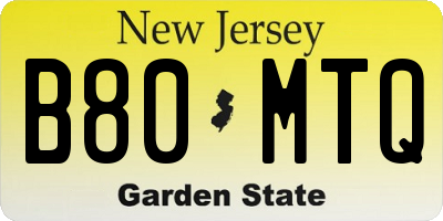 NJ license plate B80MTQ