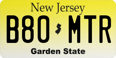 NJ license plate B80MTR
