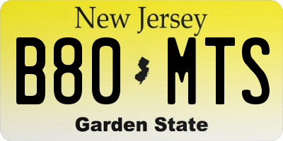 NJ license plate B80MTS