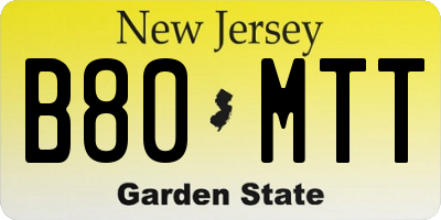 NJ license plate B80MTT