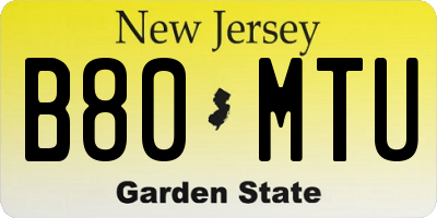 NJ license plate B80MTU