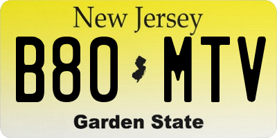NJ license plate B80MTV