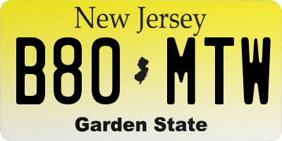 NJ license plate B80MTW