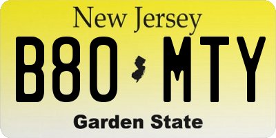NJ license plate B80MTY