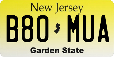NJ license plate B80MUA