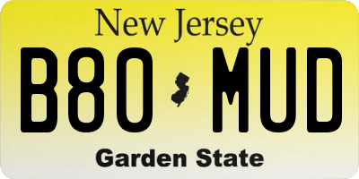 NJ license plate B80MUD