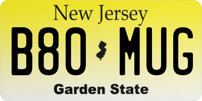 NJ license plate B80MUG