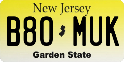 NJ license plate B80MUK